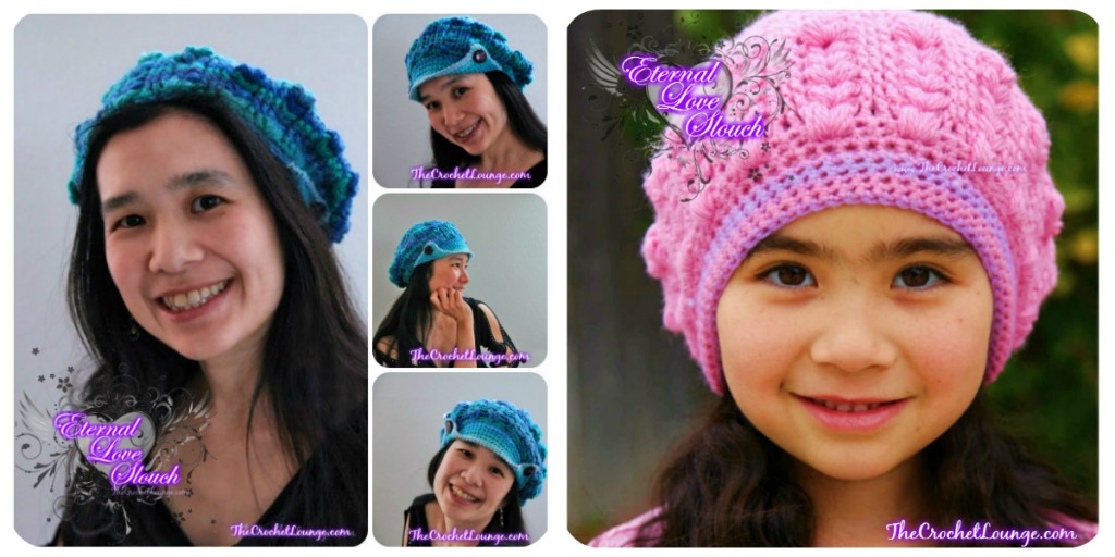 Eternal Love Slouch - Child to Adult Sizes with Button Up Brim | Free Crochet Pattern | Crochet Slouch Hat Pattern #Crochet #Slouch #TCLCrochetLove