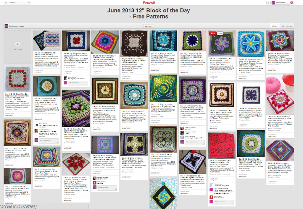 June 2013 12" Block of the Day Afghan Square Picks | The Crochet Lounge | Free Patterns | Of the Month
