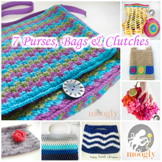 7 Purses, Bags & Clutches  | Moogly Free Pattern Round-Up Extravaganza | The Crochet Lounge