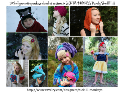Sick 'Lil Monkeys 50% Off Patterns | The Crochet Lounge™ Small Business Saturday Coupon Giveaway 2013