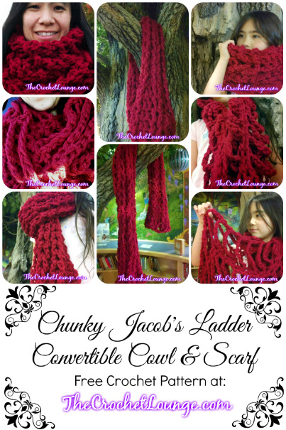 Jacob's Ladder Convertible Cowl & Scarf - Free Crochet Pattern Collage | The Crochet Lounge™