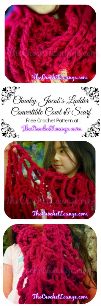 Chunky Jacob's Ladder Convertible Cowl & Scarf Unstrung - Free Crochet Pattern Collage | The Crochet Lounge™