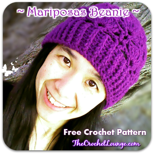 Mariposas Beanie Worn | The Crochet Lounge™ Free Crochet Pattern