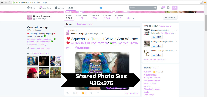Twitter 2014 Photo Share Dimensions | Small Business Social Media Help | The Crochet Lounge™